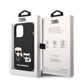 Kryt na mobil Karl Lagerfeld and Choupette Liquid Silicone na Apple iPhone 14 Pro Max černá barva
