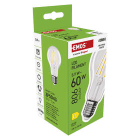 Žárovka LED EMOS Filament A60, 5,9 W, E27, neutrální bílá 
