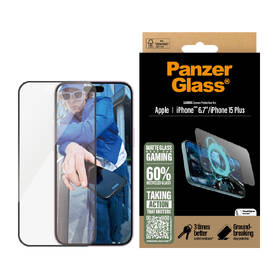 Tvrzené sklo PanzerGlass Gaming na Apple Iphone 16 Plus/15 Plus s instalačním rámečkem 
