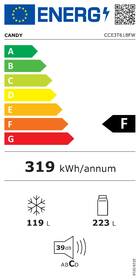 Chladnička s mrazničkou Candy CCE3T618FW bílá barva
