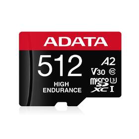 Paměťová karta ADATA High Endurance Micro SDXC 512GB UHS-I (100R/85W) + adaptér 
