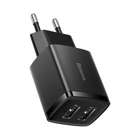 Nabíječka do sítě Baseus 2U 10,5W, 2x USB černá barva
