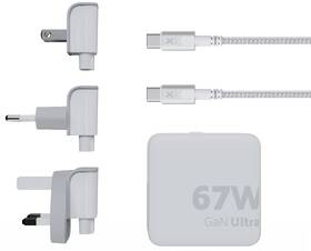 Cestovní adaptér Xtorm GaN Ultra Travel 67 W + USB-C kabel bílá barva
