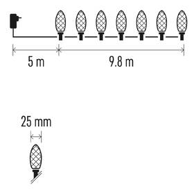Vánoční osvětlení EMOS 50 LED řetěz - 9,8 m, šišky, venkovní i vnitřní, studená bílá 

