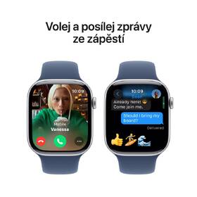 Chytré hodinky Apple GPS 42mm pouzdro ze stříbrného hliníku - denimový sportovní řemínek - M/L 
