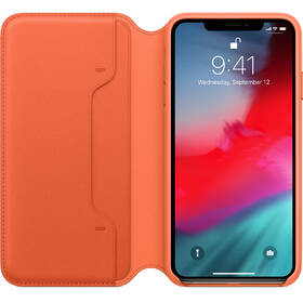 Pouzdro na mobil flipové Apple Leather Folio pro iPhone Xs Max - temně oranžové 
