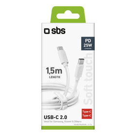 Kabel SBS Polo USB-C/USB-C, 25W PD, 1,5 m bílá barva
