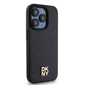 Kryt na mobil DKNY PU Leather Repeat Pattern Stack Logo Magsafe na iPhone 15 Pro černá barva
