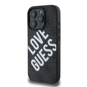 Kryt na mobil Guess PU Leather 4G Big Love Logo MagSafe na Apple iPhone 16 Pro černá barva
