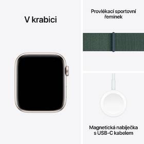 Chytré hodinky Apple GPS 44mm pouzdro z hvězdně bílého hliníku - jezerně zelený provlékací sportovní řemínek 
