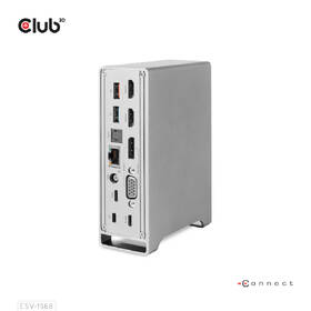 Dokovací stanice Club3D USB-C, Triple Display DP 1.4, PD Charging Dock 120 W šedá barva
