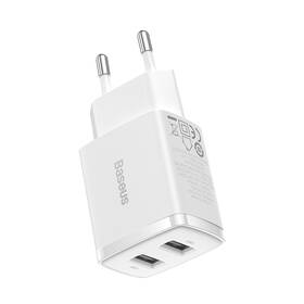 Nabíječka do sítě Baseus 2U 10,5W, 2x USB bílá barva
