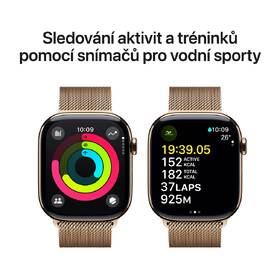 Chytré hodinky Apple GPS + Cellular 46mm pouzdro ze zlatého titanu - zlatý milánský tah - S/M 
