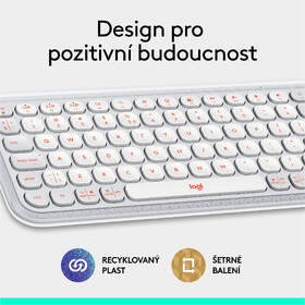 Klávesnice Logitech POP ICON, US layout bílá barva
