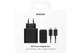 Nabíječka do sítě Samsung 2x USB-C, s funkcí Fast Charge 50W + kabel USB-C černá barva
