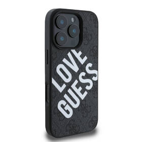 Kryt na mobil Guess PU Leather 4G Big Love Logo MagSafe na Apple iPhone 16 Pro černá barva
