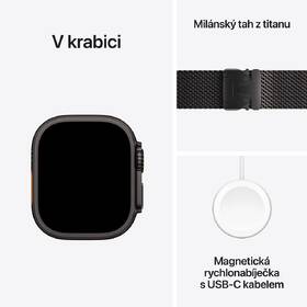 Chytré hodinky Apple GPS + Cellular 49mm pouzdro z černého titanu - milánský tah z černého titanu - M 
