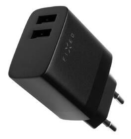 Nabíječka do sítě FIXED 17W Smart Rapid Charge, 2x USB + micro USB kabel 1m černá barva
