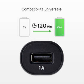 Adaptér do auta SBS 1x USB-A, 5W, 1A, 12/24V černá barva
