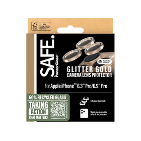 Tvrzené sklo PanzerGlass SAFE Camera Hoops pro Apple Iphone 16 Pro/15 Pro/16 Pro Max/15 Pro Max, třpytivé zlatá barva
