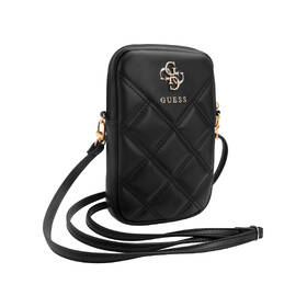 Pouzdro na mobil Guess PU Quilted 4G Metal Logo černá barva
