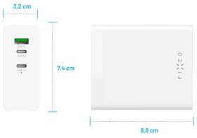 Nabíječka do sítě FIXED Charging Station, 2xUSB-C 1xUSB-A, GaN, PD 3.1, 140W bílá barva
