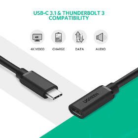 Kabel UGREEN USB-C, prodlužovací, 0,5m černá barva
