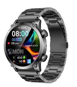 Chytré hodinky ARMODD Silentwatch 7 Pro GPS s kovovým řemínkem + silikonový řemínek černá barva
