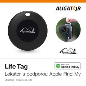 Lokátor Aligator Life Tag - s podporou Apple Find My černá barva
