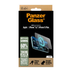 Tvrzené sklo PanzerGlass Gaming na Apple Iphone 16 Plus/15 Plus s instalačním rámečkem 
