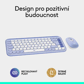 Klávesnice s myší Logitech POP ICON, US layout fialová barva
