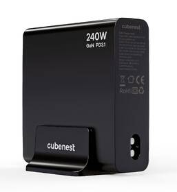 Nabíječka do sítě CubeNest S6D0, 4xUSB-C, 2xUSB-A, PD, GaN, 240 W černá barva
