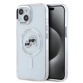 Kryt na mobil Karl Lagerfeld K&CH Heads Metal Frame na Apple iPhone 15, MagSafe průhledná
