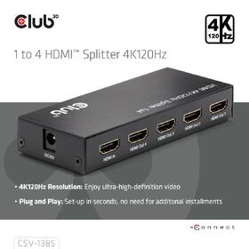 HDMI rozbočovač Club3D 4 porty HDMI, 4K120Hz černá barva
