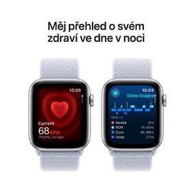 Chytré hodinky Apple GPS + Cellular 40mm pouzdro ze stříbrného hliníku - oblačně modrý provlékací sportovní řemínek 
