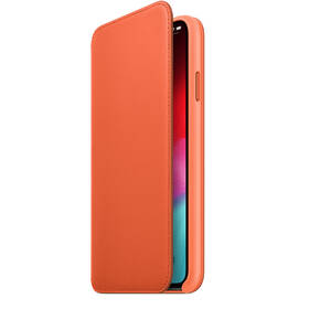 Pouzdro na mobil flipové Apple Leather Folio pro iPhone Xs Max - temně oranžové 
