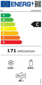 Chladnička s mrazničkou LG GBV31E0CSW bílá barva
