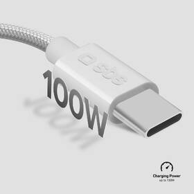 Kabel SBS USB-C/USB-C, PD, 100 W, 1,5 m šedá barva
