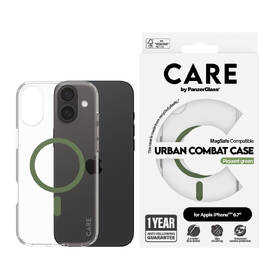 Kryt na mobil PanzerGlass CARE Urban Combat na Apple Iphone 16 Plus, MagSafe zelená barva
