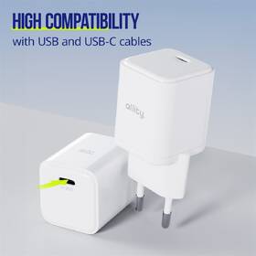 Nabíječka do sítě Allity GaN PD, 1x USB-C 20W bílá barva
