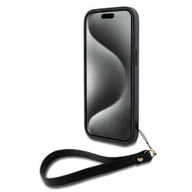 Kryt na mobil DKNY Leather Stack Strap Wrist na Apple iPhone 15 černá barva
