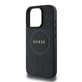 Kryt na mobil Guess Saffiano Peony Stamp MagSafe na Apple iPhone 16 Pro černá barva
