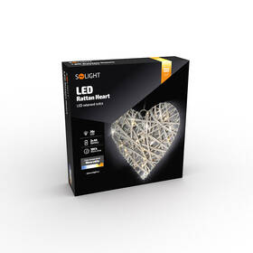 LED dekorace Solight ratanové srdce, 30x LED, 2x AA, 30cm 
