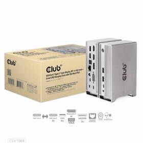 Dokovací stanice Club3D USB-C, Triple Display DP 1.4, PD Charging Dock 120 W šedá barva
