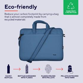 Brašna na notebook Trust Bologna Eco-friendly Slim na 16˝ modrá barva
