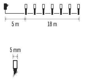 Vánoční osvětlení EMOS 180 LED řetěz, 18 m, venkovní i vnitřní, multicolor, programy 
