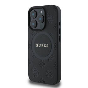 Kryt na mobil Guess Saffiano Peony Stamp MagSafe na Apple iPhone 16 Pro černá barva
