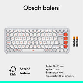 Klávesnice Logitech POP ICON, US layout bílá barva
