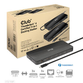 Dokovací stanice Club3D Thunderbolt 4, 3xUSB-C, 3xUSB-A, PD černá barva
