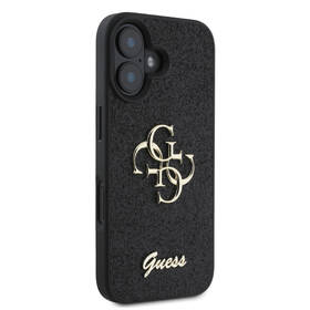 Kryt na mobil Guess PU Fixed Glitter 4G Metal Logo na Apple iPhone 16 Plus černá barva
